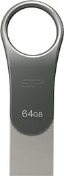 MOBILE C80 64GB USB 3.1 STICK ΜΕ ΣΥΝΔΕΣΗ USB-C ΓΚΡΙ SILICON POWER