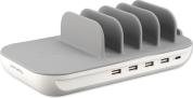 CHARGING STATION FAMILY EVO 63W WITH PD, WIRELESS CHARGER AND CABLES GREY / WHITE 4SMARTS