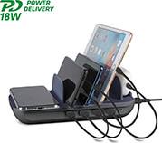 CHARGING STATION FAMILY EVO 63W WITH QI WIRELESS CHARGER INCL.CABLES GREY 4SMARTS από το e-SHOP