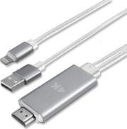 LIGHTNING TO HDMI CABLE + CHARGING FUNCTION 1.8M WHITE 4SMARTS