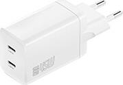 TRAVEL WALL CHARGER PDPLUG DUAL 45W GAN 2X USB TYPE-C PORTS WHITE 4SMARTS