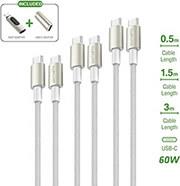 TYPE-C TO TYPE-C CABLES PREMIUMCORD 60W SET OF 3 PIECES 0.5M+1.5M+3M + DIGITAL ADAPTER 4SMARTS από το e-SHOP
