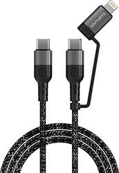 USB-C TO USB-C AND LIGHTNING CABLE COMBOCORD CL 1.5M FABRIC MONOCHROME 4SMARTS από το e-SHOP