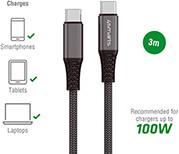 USB-C TO USB-C CABLE PREMIUM CORD 100W 3M BLACK 4SMARTS