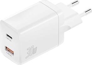 WALL CHARGER PD DUAL PORT USB + TYPE-C 30W WHITE 4SMARTS από το PLUS4U