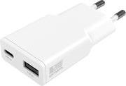 WALL CHARGER PD PLUG DUOS SLIM 20W GAN TYPE-C+ USB-A WHITE 4SMARTS