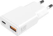 WALL CHARGER PD PLUG DUOS SLIM 30W GAN TYPE-C+ USB-A WHITE 4SMARTS