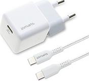 WALL CHARGER VOLTPLUG MINI PD 30W GAN AND USB-C TO USB-C CABLE 1.5M WHITE 4SMARTS από το e-SHOP