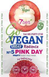 GO VEGAN FRIDAY NO5 PINK DAY FRUITY FACE SHEET MASK ΜΑΣΚΑ ΠΡΟΣΩΠΟΥ ΦΥΤΙΚΗΣ ΠΡΟΕΛΕΥΣΗΣ ΚΑΤΑ ΤΩΝ ΑΤΕΛΕΙΩΝ ΓΙΑ ΛΑΜΨΗ ΤΟΝΩΣΗ & ΦΡΕΣΚΑΔΑ 25G 7 DAYS