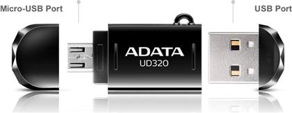 MICRO USB STICK DASHDRIVE DURABLE 32GB 2.0 UD320 ΜΑΥΡΟ ADATA