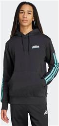 ΑΝΔΡΙΚΗ ΜΠΛΟΥΖΑ ΦΟΥΤΕΡ ΜΕ ΚΟΥΚΟΥΛΑ REGULAR FIT ''ESSENTIALS 3-STRIPES COLOR SCRIPT'' - KD2265 ΜΑΥΡΟ ADIDAS