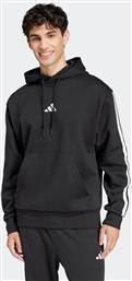 ΑΝΔΡΙΚΗ ΜΠΛΟΥΖΑ ΦΟΥΤΕΡ ΜΕ ΚΟΥΚΟΥΛΑ REGULAR FIT ''ESSENTIALS 3-STRIPES FLEECE'' - JE6297 ΜΑΥΡΟ ADIDAS
