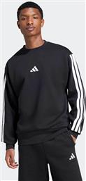 ΑΝΔΡΙΚΗ ΜΠΛΟΥΖΑ ΦΟΥΤΕΡ REGULAR FIT ''ESSENTIALS 3-STRIPES FLEECE'' - JE6304 ΜΑΥΡΟ ADIDAS
