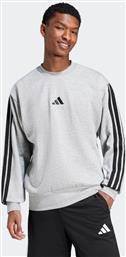 ΑΝΔΡΙΚΗ ΜΠΛΟΥΖΑ ΦΟΥΤΕΡ REGULAR FIT ''ESSENTIALS 3-STRIPES FLEECE'' - JE6308 ΓΚΡΙ ADIDAS