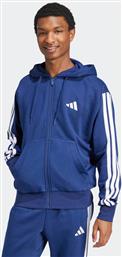 ΑΝΔΡΙΚΗ ΖΑΚΕΤΑ ΦΟΥΤΕΡ ΜΕ ΚΟΥΚΟΥΛΑ REGULAR FIT ''ESSENTIALS 3-STRIPES FLEECE'' - JD1868 ΜΠΛΕ ADIDAS