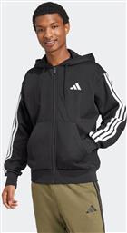 ΑΝΔΡΙΚΗ ΖΑΚΕΤΑ ΦΟΥΤΕΡ ΜΕ ΚΟΥΚΟΥΛΑ REGULAR FIT ''ESSENTIALS 3-STRIPES FLEECE'' - JD1870 ΜΑΥΡΟ ADIDAS