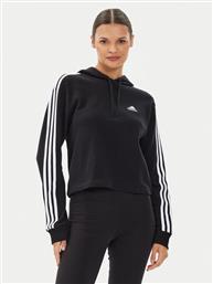 ΜΠΛΟΥΖΑ ESSENTIALS 3-STRIPES FRENCH TERRY CROP HOODIE IC8767 ΜΑΥΡΟ REGULAR FIT ADIDAS