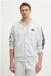 ΜΠΛΟΥΖΑ ESSENTIALS ΧΡΩΜΑ: ΓΚΡΙ, ΜΕ ΚΟΥΚΟΥΛΑ, JE6343 ADIDAS