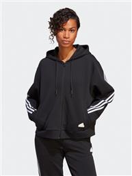 ΜΠΛΟΥΖΑ FUTURE ICONS 3-STRIPES FULL-ZIP HOODIE HT4715 ΜΑΥΡΟ LOOSE FIT ADIDAS