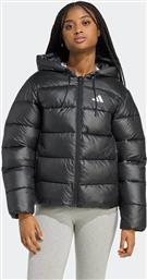 ΓΥΝΑΙΚΕΙΟ PUFFER ΜΠΟΥΦΑΝ ΜΕ ΚΑΠΙΤΟΝΕ ΣΧΕΔΙΟ ΚΑΙ ΚΟΥΚΟΥΛΑ REGULAR FIT ''ESSENTIALS CLIMAWARM'' - JV7767 ΜΑΥΡΟ ADIDAS