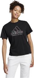 ΓΥΝΑΙΚΕΙΟ T-SHIRT ΜΕ ΑΝΑΓΛΥΦΟ LOGO PRINT REGULAR FIT - IW5161 ΜΑΥΡΟ ADIDAS