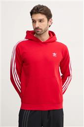 ΜΠΛΟΥΖΑ 3-STRIPES ΧΡΩΜΑ: ΚΟΚΚΙΝΟ, ΜΕ ΚΟΥΚΟΥΛΑ, IR9868 ADIDAS ORIGINALS