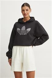 ΜΠΛΟΥΖΑ BLING HOODIE ΧΡΩΜΑ: ΜΑΥΡΟ, ΜΕ ΚΟΥΚΟΥΛΑ, IW5697 ADIDAS ORIGINALS