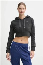 ΜΠΛΟΥΖΑ FEMME GALORE SHORT FULZIP HOODIE ΧΡΩΜΑ: ΓΚΡΙ, ΜΕ ΚΟΥΚΟΥΛΑ, JN3006 ADIDAS ORIGINALS