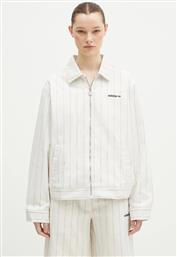 ΜΠΟΥΦΑΝ PINSTRIPE H JACKET ΧΡΩΜΑ: ΜΠΕΖ, JJ3476 ADIDAS ORIGINALS