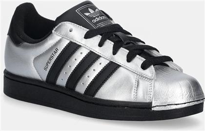 ΔΕΡΜΑΤΙΝΑ ΑΘΛΗΤΙΚΑ ΠΑΠΟΥΤΣΙΑ SUPERSTAR II ΧΡΩΜΑ: ΑΣΗΜΙ, IH1599 ADIDAS ORIGINALS