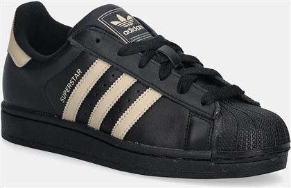 ΔΕΡΜΑΤΙΝΑ ΑΘΛΗΤΙΚΑ ΠΑΠΟΥΤΣΙΑ SUPERSTAR II ΧΡΩΜΑ: ΜΑΥΡΟ, IH4173 ADIDAS ORIGINALS