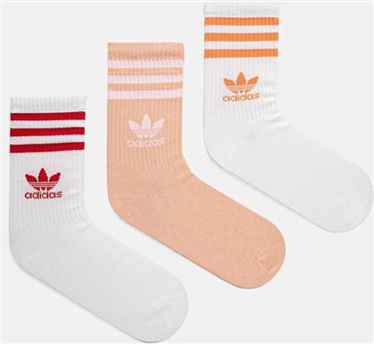 ΚΑΛΤΣΕΣ 3-STRIPES 3-PACK ΧΡΩΜΑ: ΑΣΠΡΟ, JI9472 ADIDAS ORIGINALS