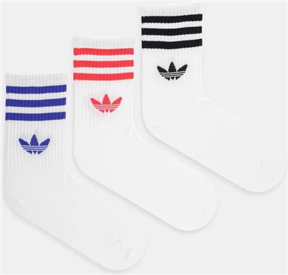 ΚΑΛΤΣΕΣ 3-STRIPES 3-PACK ΧΡΩΜΑ: ΑΣΠΡΟ, JV7404 ADIDAS ORIGINALS