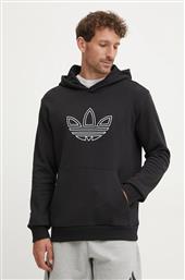 ΒΑΜΒΑΚΕΡΗ ΜΠΛΟΥΖΑ OUTLINE HOODIE ΧΡΩΜΑ: ΜΑΥΡΟ, ΜΕ ΚΟΥΚΟΥΛΑ, JJ1506 ADIDAS ORIGINALS