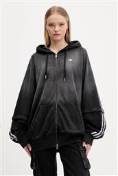 ΒΑΜΒΑΚΕΡΗ ΜΠΛΟΥΖΑ OVERSIZED HOODIE ΓΥΝΑΙΚΕΙΑ, ΧΡΩΜΑ: ΜΑΥΡΟ, ΜΕ ΚΟΥΚΟΥΛΑ, KE9806 ADIDAS ORIGINALS