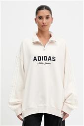 ΒΑΜΒΑΚΕΡΗ ΜΠΛΟΥΖΑ QUARTER ZIP ΓΥΝΑΙΚΕΙΑ, ΧΡΩΜΑ: ΜΠΕΖ, ΜΕ ΚΟΥΚΟΥΛΑ, KF2310 ADIDAS ORIGINALS