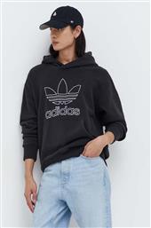 ΒΑΜΒΑΚΕΡΗ ΜΠΛΟΥΖΑ TREFOIL HOODIE ΧΡΩΜΑ: ΜΑΥΡΟ, ΜΕ ΚΟΥΚΟΥΛΑ, IU2373 ADIDAS ORIGINALS