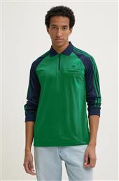 ΒΕΛΟΥΔΙΝΗ ΜΠΛΟΥΖΑ VELOUR POLO ΧΡΩΜΑ: ΠΡΑΣΙΝΟ, JN5981 ADIDAS ORIGINALS