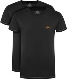 ΣΕΤ T-SHIRTS AM1UTI003B ΜΑΥΡΟ SLIM FIT AERONAUTICA