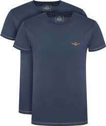 ΣΕΤ T-SHIRTS AM1UTI003B ΣΚΟΥΡΟ ΜΠΛΕ SLIM FIT AERONAUTICA