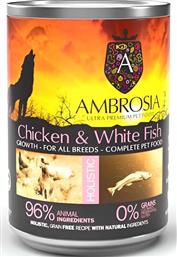 ΚΟΝΣΕΡΒΑ ΣΚΥΛΟΥ AMBROSIA GRAIN FREE PUPPY ΚΟΤΟΠΟΥΛΟ - ΛΕΥΚΟ ΨΑΡΙ (400GR) AFFINITY