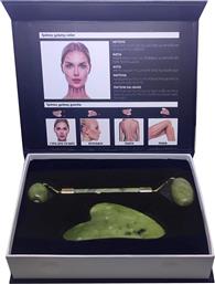 PROMO FACIAL ROLLER 1 ΤΕΜΑΧΙΟ & GUA SHA 1 ΤΕΜΑΧΙΟ - GREEN ,ΥΨΗΛΗΣ ΠΟΙΟΤΗΤΑΣ ΡΟΛΕΡ & ΠΕΤΡΑ ΠΡΑΣΙΝΟΥ ΝΕΦΡΙΤΗ ΓΙΑ ΜΑΣΑΖ ΠΡΟΣΩΠΟΥ, ΛΑΙΜΟΥ AGPHARM