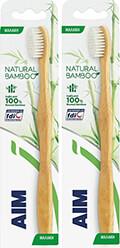 ΟΔΟΝΤΟΒΟΥΡΤΣΑ NATURAL BAMBOO ΜΑΛΑΚΗ 2ΤΕΜ AIM