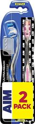 PROMO ULTRA REACH METAL CORE MEDIUM TOOTHBRUSH ΟΔΟΝΤΟΒΟΥΡΤΣΑ ΜΕ ΣΥΜΠΑΓΗ ΚΕΦΑΛΗ, ΜΑΚΡΥ ΛΑΙΜΟ & ΜΕΤΡΙΑΣ ΣΚΛΗΡΟΤΗΤΑΣ ΙΝΕΣ ΓΙΑ ΤΑ ΒΑΘΥ ΚΑΘΑΡΙΣΜΟ & ΣΤΑ ΔΥΣΚΟΛΑ ΣΗΜΕΙΑ 2 ΤΕΜΑΧΙΑ - ΜΠΛΕ / ΡΟΖ AIM