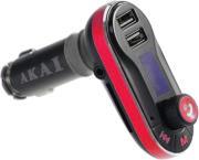 FMT-66B BLUETOOTH CAR FM TRANSMITTER HANDS FREE AND CHARGER RED AKAI