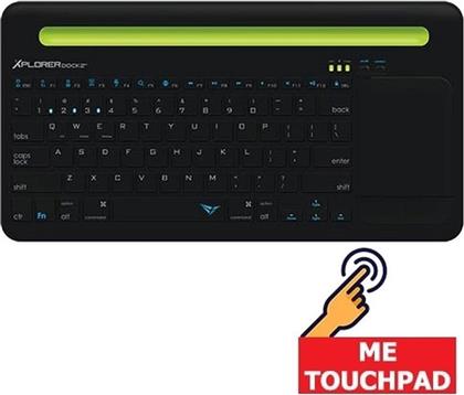 XPLORER DOCK 2 ΑΣΥΡΜΑΤΟ ΠΛΗΚΤΡΟΛΟΓΙΟ ΜΕ TOUCHPAD - ΜΑΥΡΟ, ΠΡΑΣΙΝΟ (US) ALCATROZ