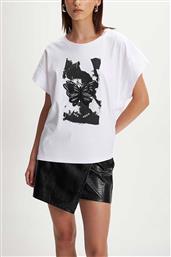 ΓΥΝΑΙΚΕΙΟ T-SHIRT ΜΕ GRAPHIC PRINT ΚΑΙ ΑΝΑΓΛΥΦΑ ΣΤΟΙΧΕΙΑ - 8919589 ΛΕΥΚΟ ALE