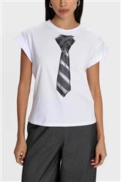ΓΥΝΑΙΚΕΙΟ T-SHIRT ΜΕ PRINT ΓΡΑΒΑΤΑΣ - 8921578 ΛΕΥΚΟ ALE