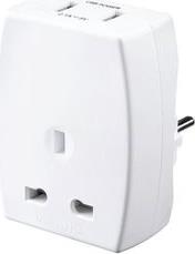 ADAPTOR ALTA 70126 TRAVEL UK ΣΟΥΚΟ + 2XUSB ΛΕΥΚΟΣ ALFAONE