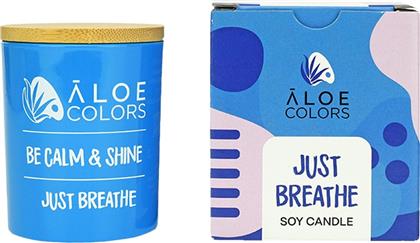 JUST BREATHE SCENTED SOY CANDLE ΑΡΩΜΑΤΙΚΟ ΚΕΡΙ ΣΟΓΙΑΣ ΣΕ ΒΑΖΟ ΜΕ ΑΡΩΜΑ ΠΟΥ ΔΙΑΡΚΕΙ 150G ALOE COLORS